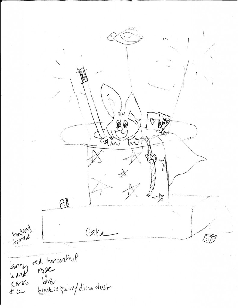 Here's the original sketch I made while trying to figure out how to make this cake
